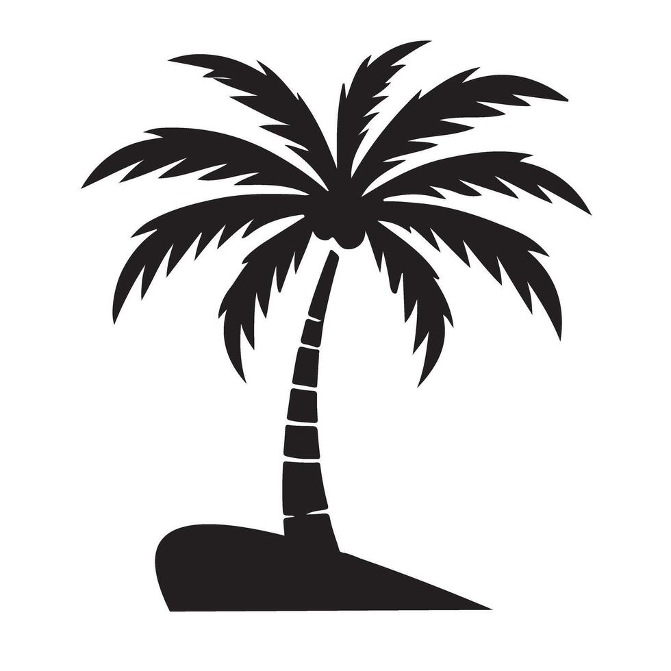 Silhouette of a Single Palm Tree Tropical Island Paradise vector