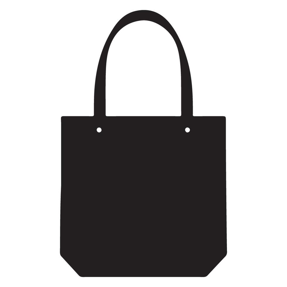 Solid Black Tote Bag Illustration For Shopping or Branding vector