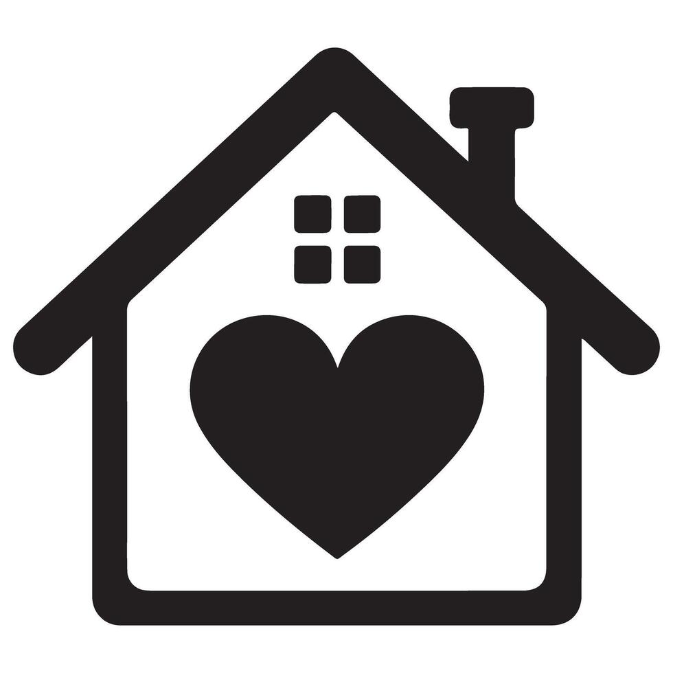 Loving Home Illustration with Heart Window and Chimney vector