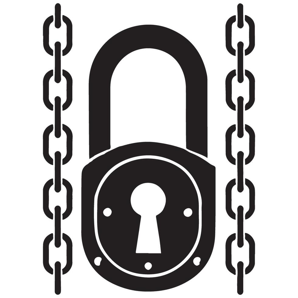 Secure Your Assets Strong Padlock with Chains for Safety vector