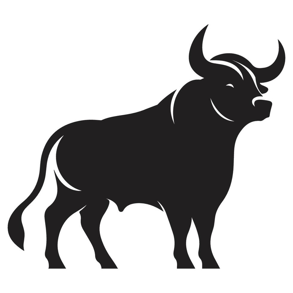 Strong Bull Silhouette Illustration Farm Animal Design Element vector