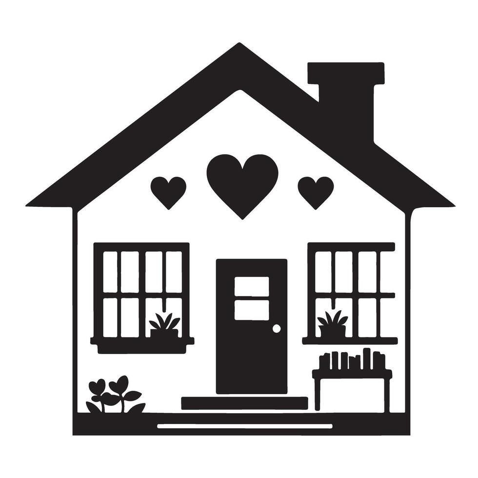 Charming Home Illustration with Hearts and Bookshelves vector