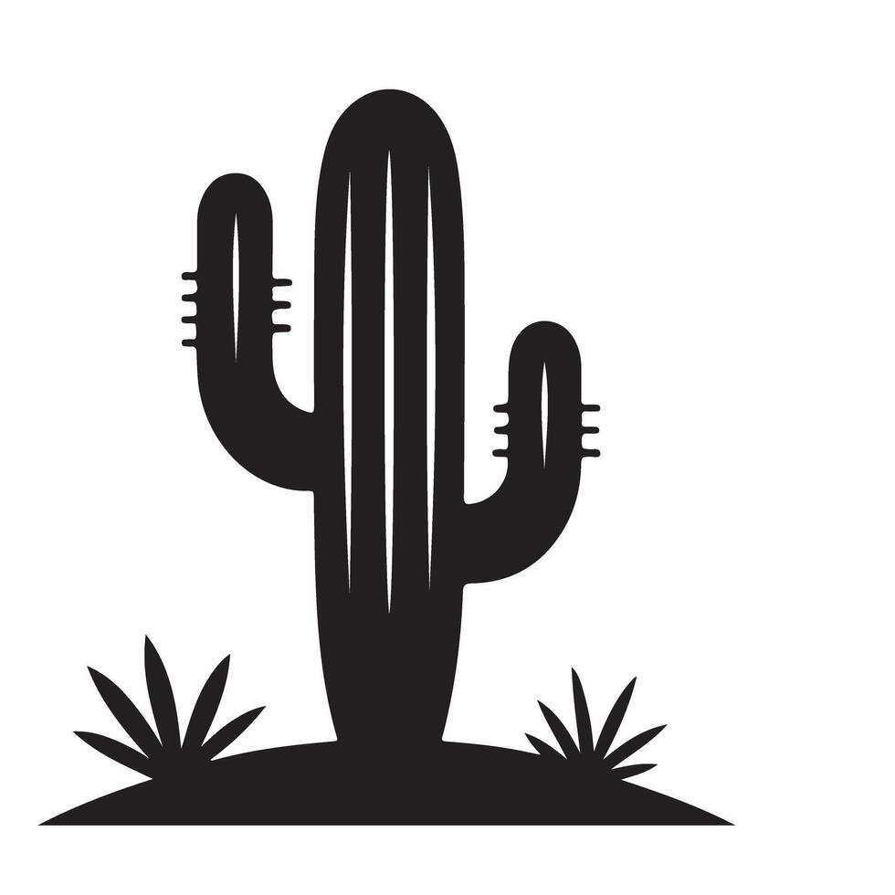 Majestic Silhouette Cactus Illustration A Symbol of the Arid Desert Landscape vector