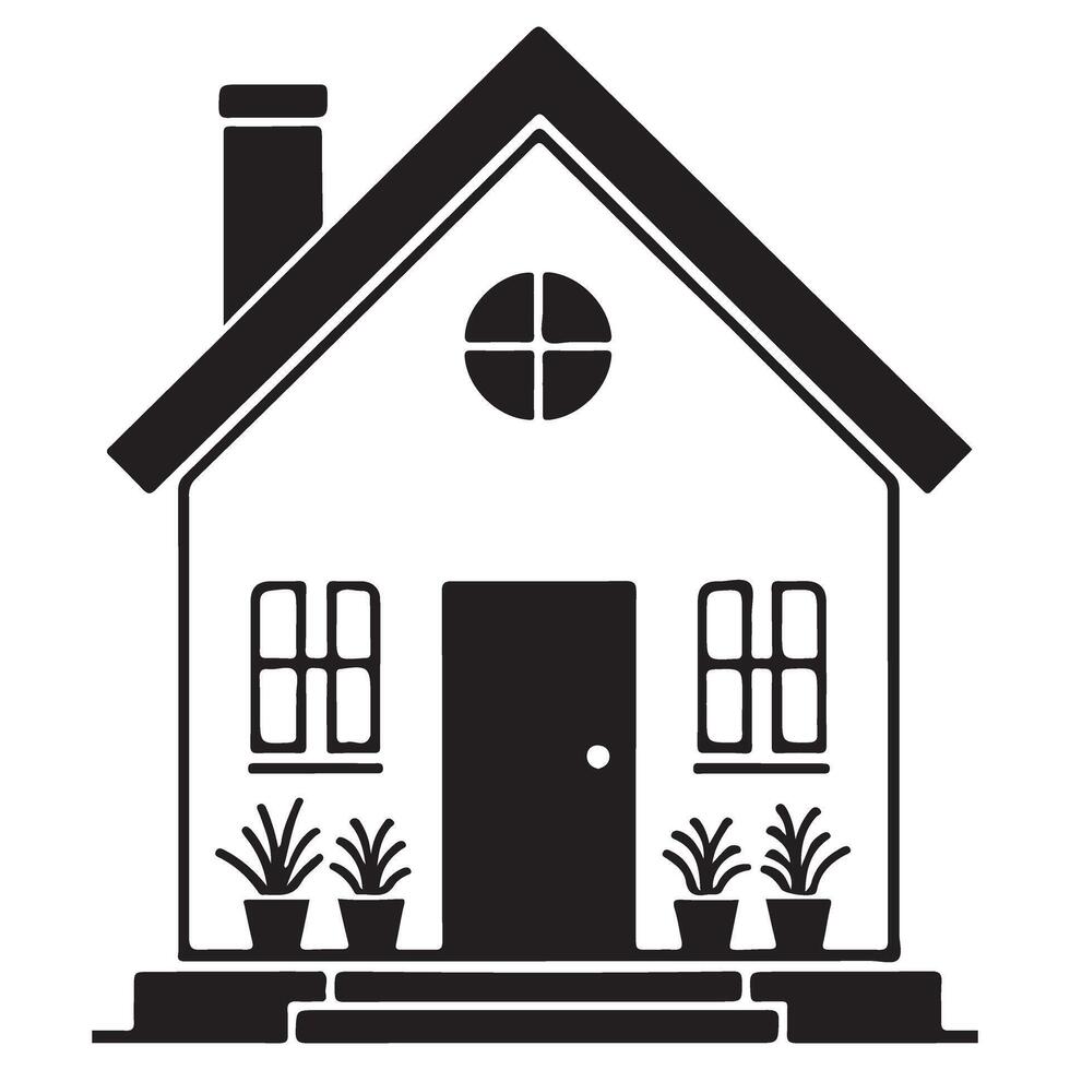 Cozy House Illustration with Plants for Home Decor Themes vector