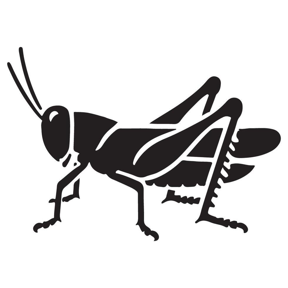 Simple Grasshopper Silhouette Illustration Insect for Design vector