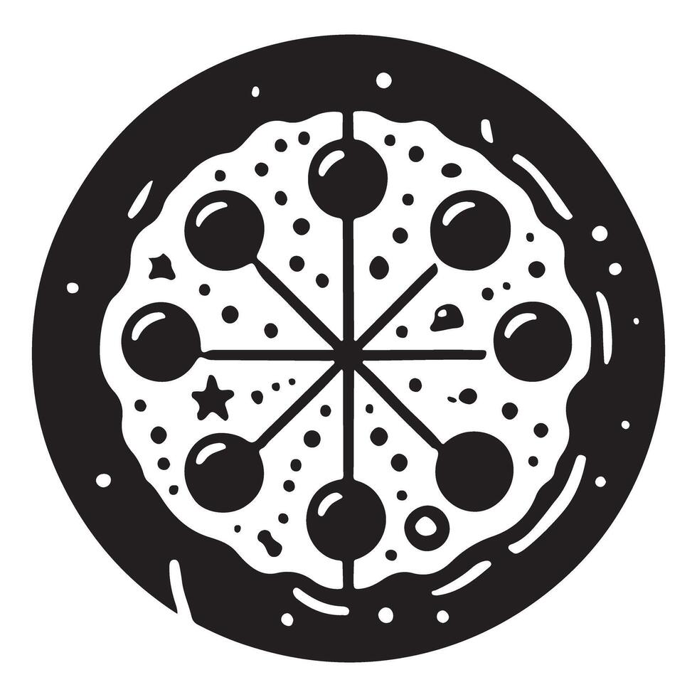Pepperoni Pizza Slice Illustration Icon Design Round Shape vector