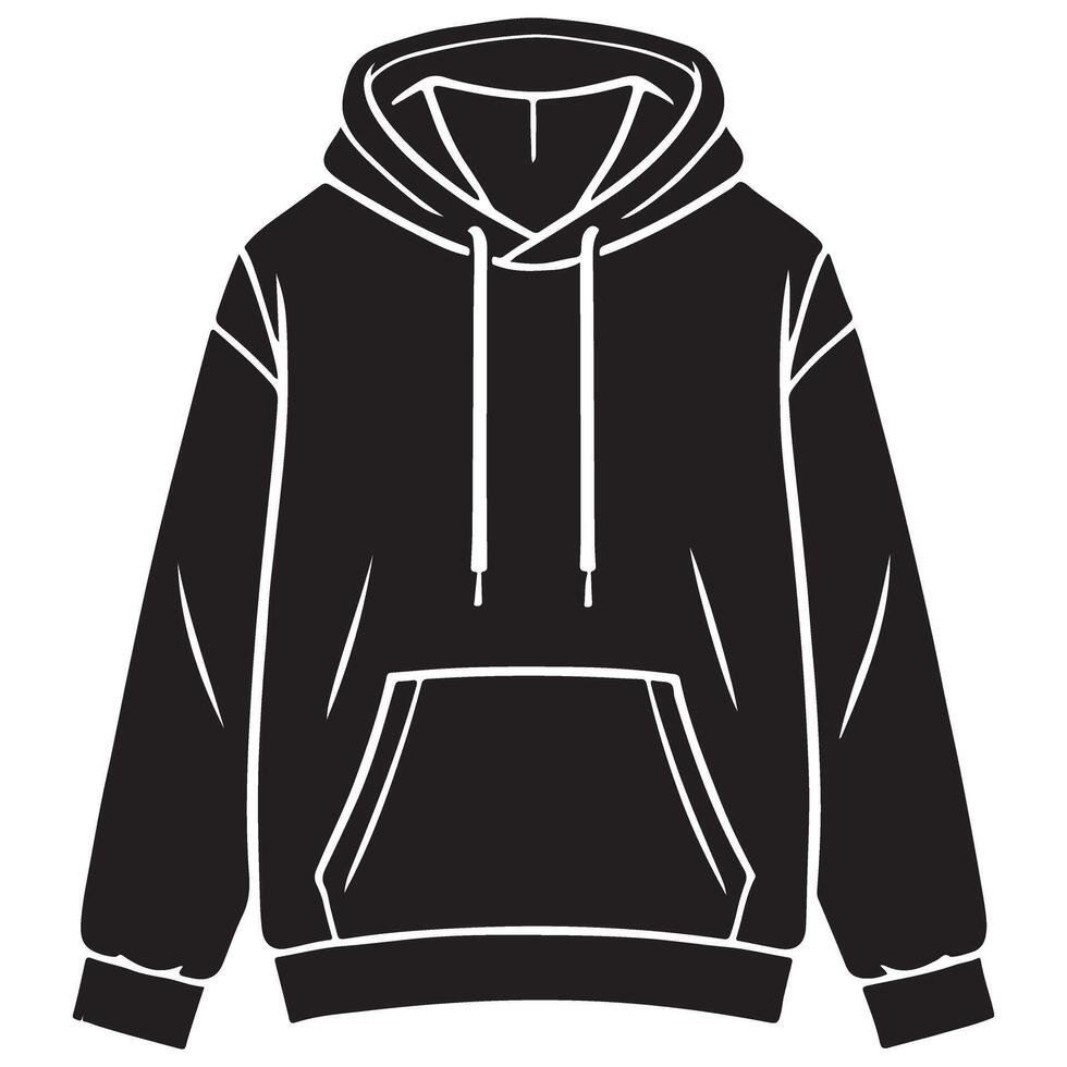 Modern Black and White Hoodie Graphic for Clothing Designers vector