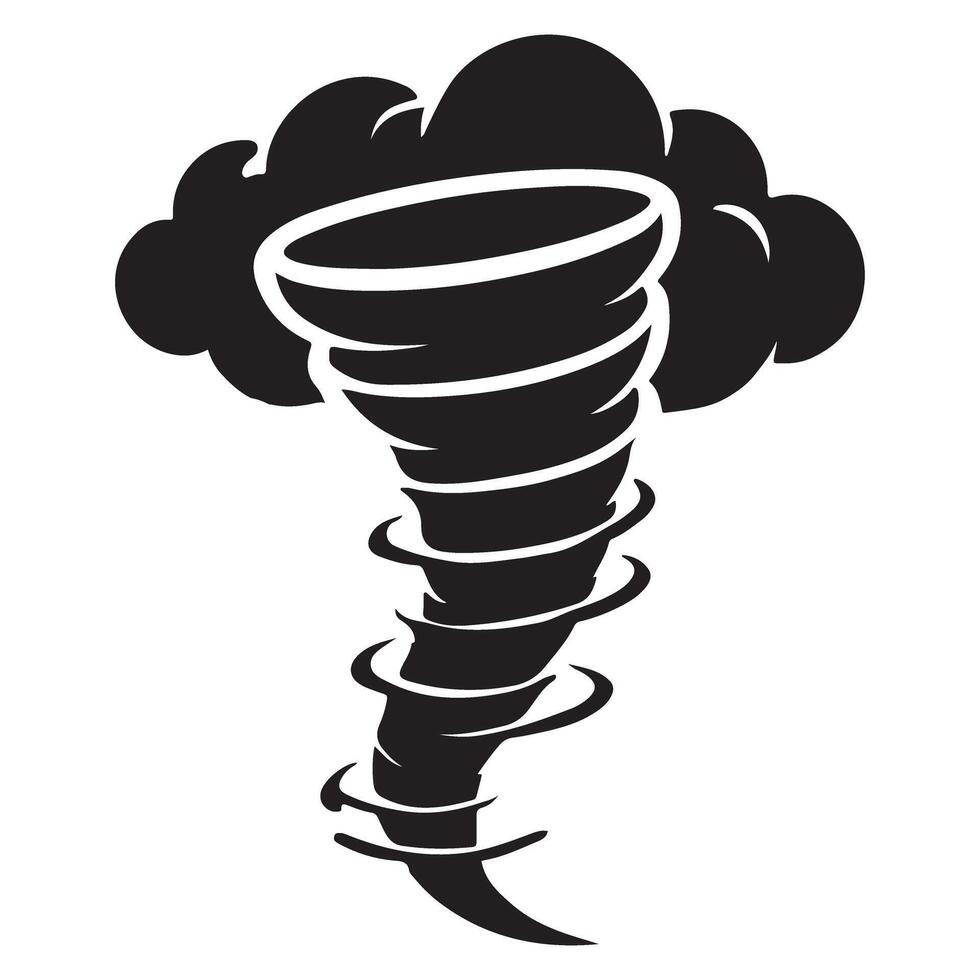 Intense Tornado Silhouette Illustration for Impactful Weather Visuals vector