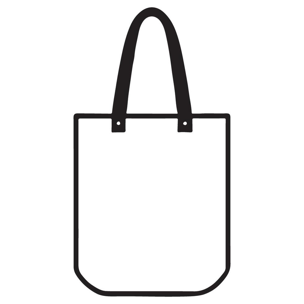 Outline Tote Bag Illustration for Customizable Designs vector