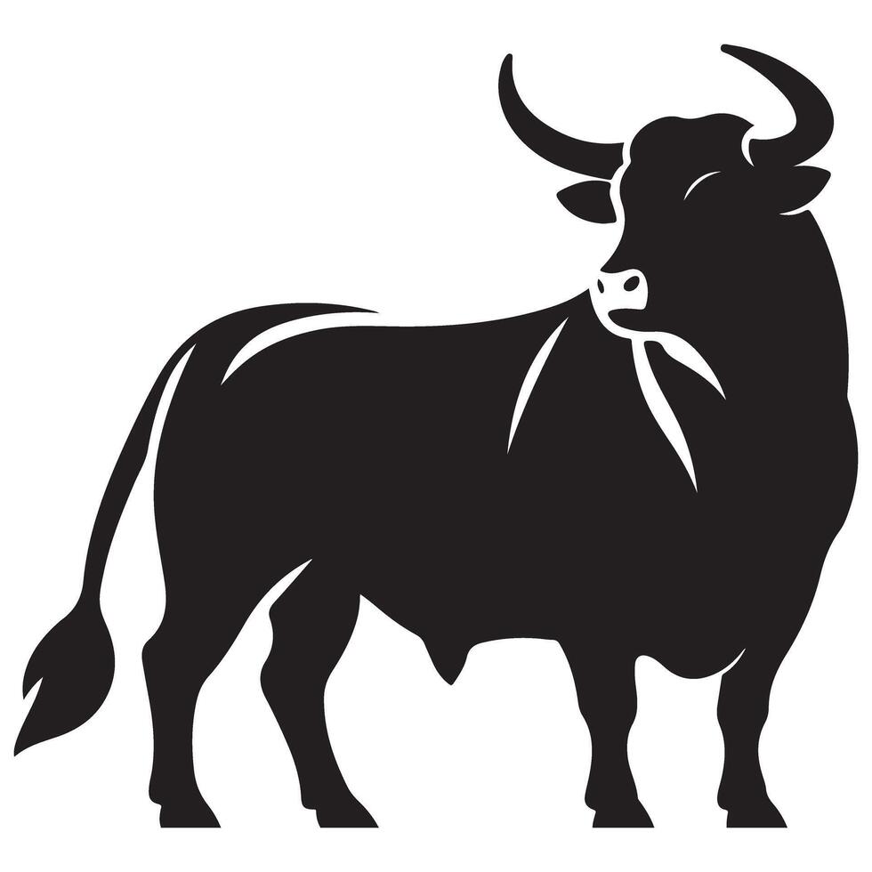 Majestic Bull Silhouette Art Farm Animal Template Graphic vector