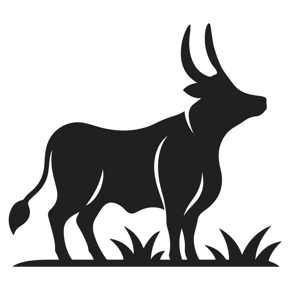 Majestic Bull Silhouette Illustration Graphic for Logo Design vector