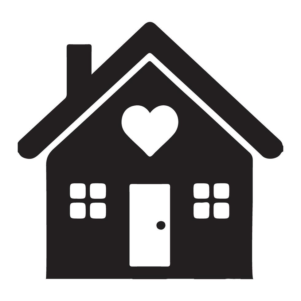 Minimalist Home Illustration with Heart Symbol for Family vector