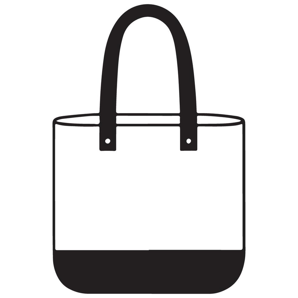 Elegant tote bag illustration with transparent body and dark base vector