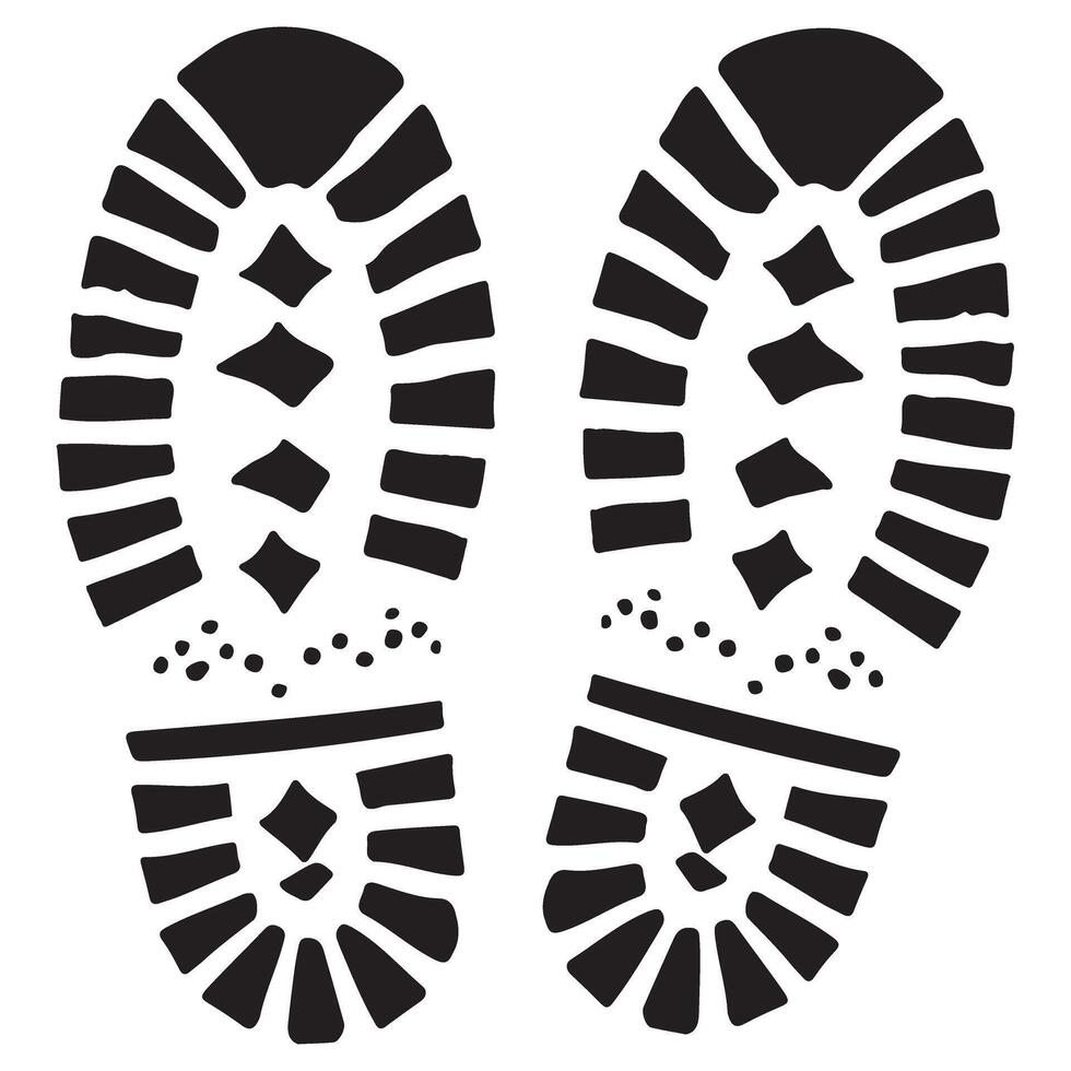 Hiking Shoe Footprint Trail with Soil Silhouette Graphic vector