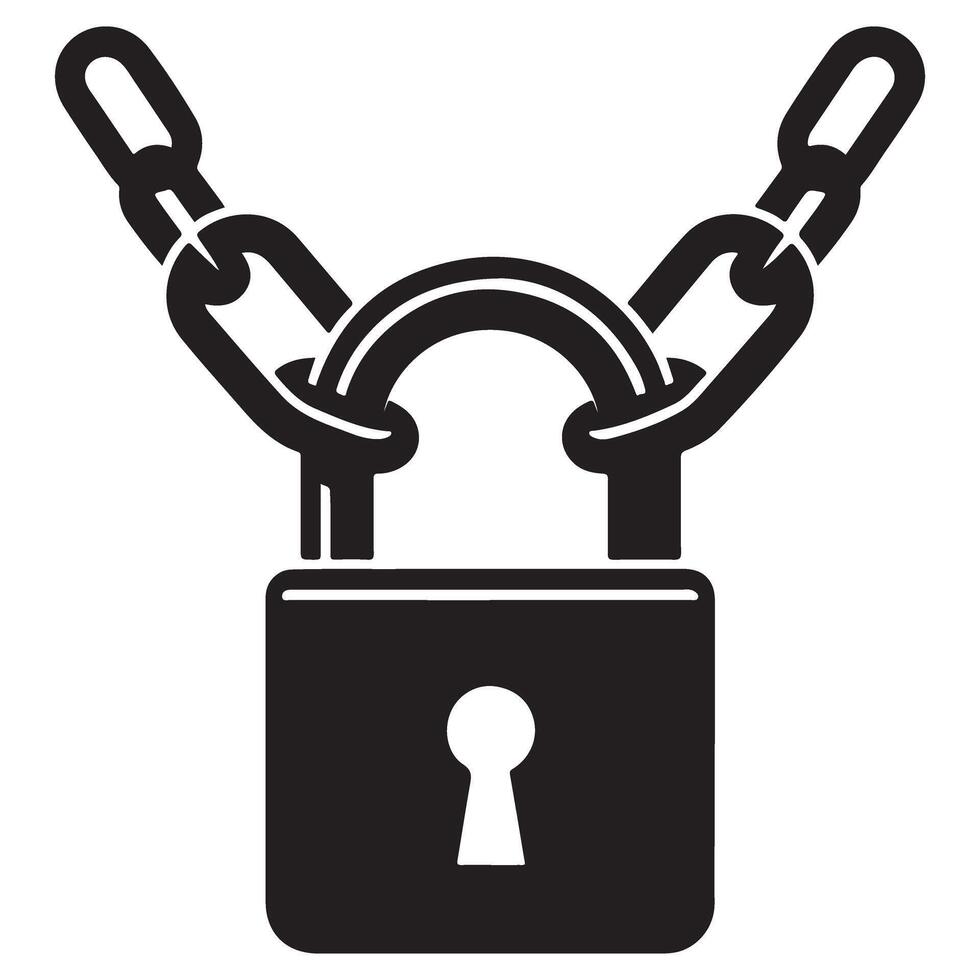 Padlock with Chain Silhouette for Security and Protection vector