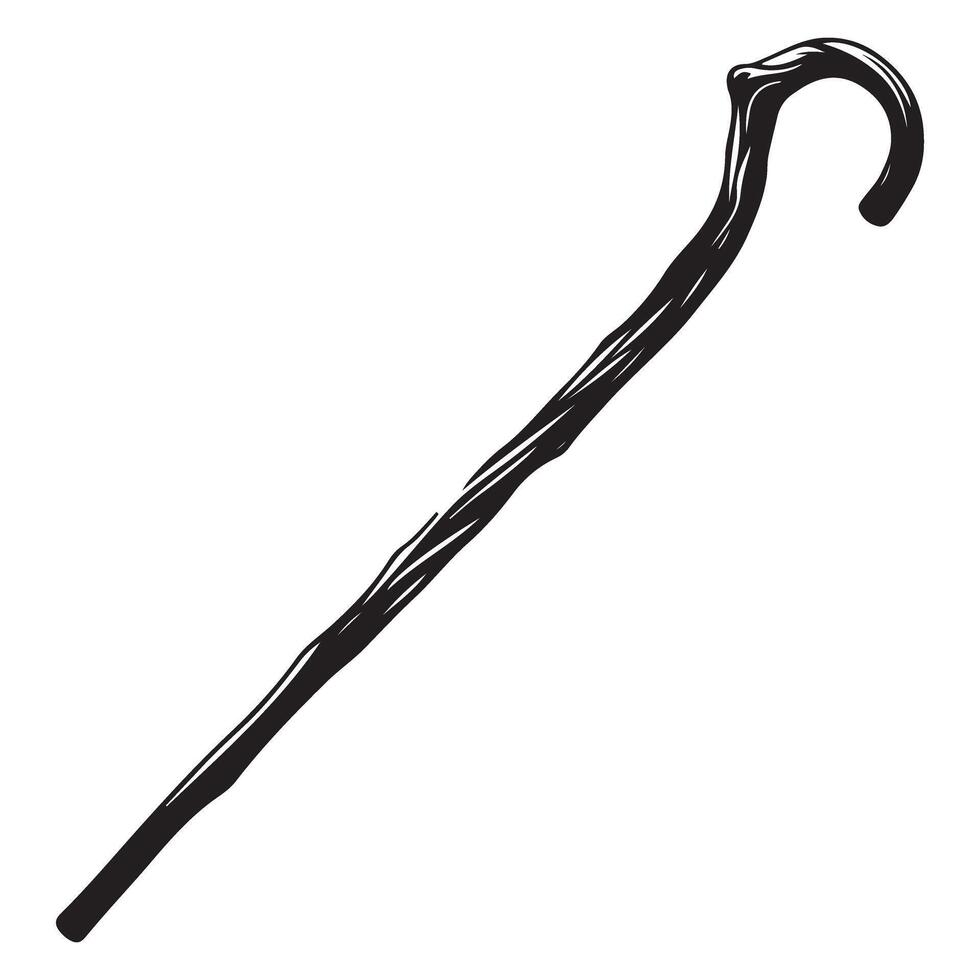 Classic walking cane silhouette for elderly support and mobility vector