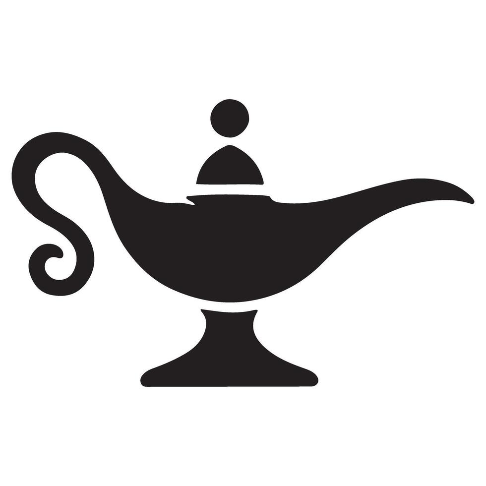 Genie Lamp Silhouette Illustration Magical Design Element vector