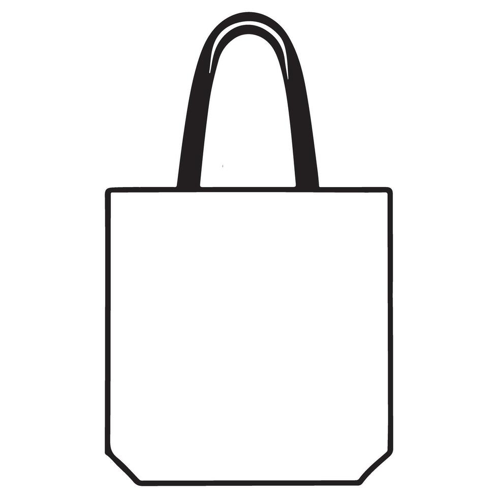 Simple Tote Bag Outline for Fashion and Design Projects vector