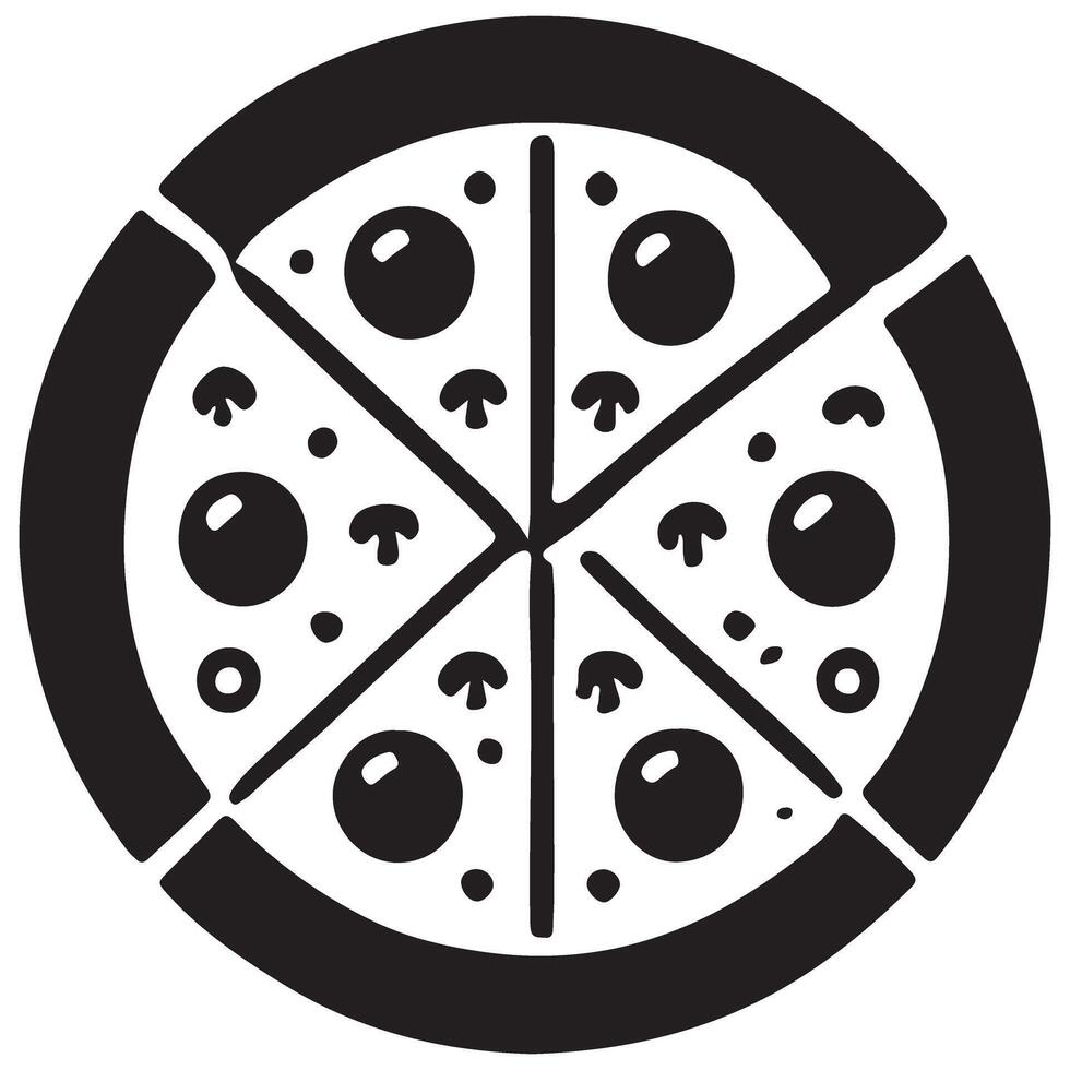 Pizza Slices Silhouette Illustration with Mushroom Toppings Template vector
