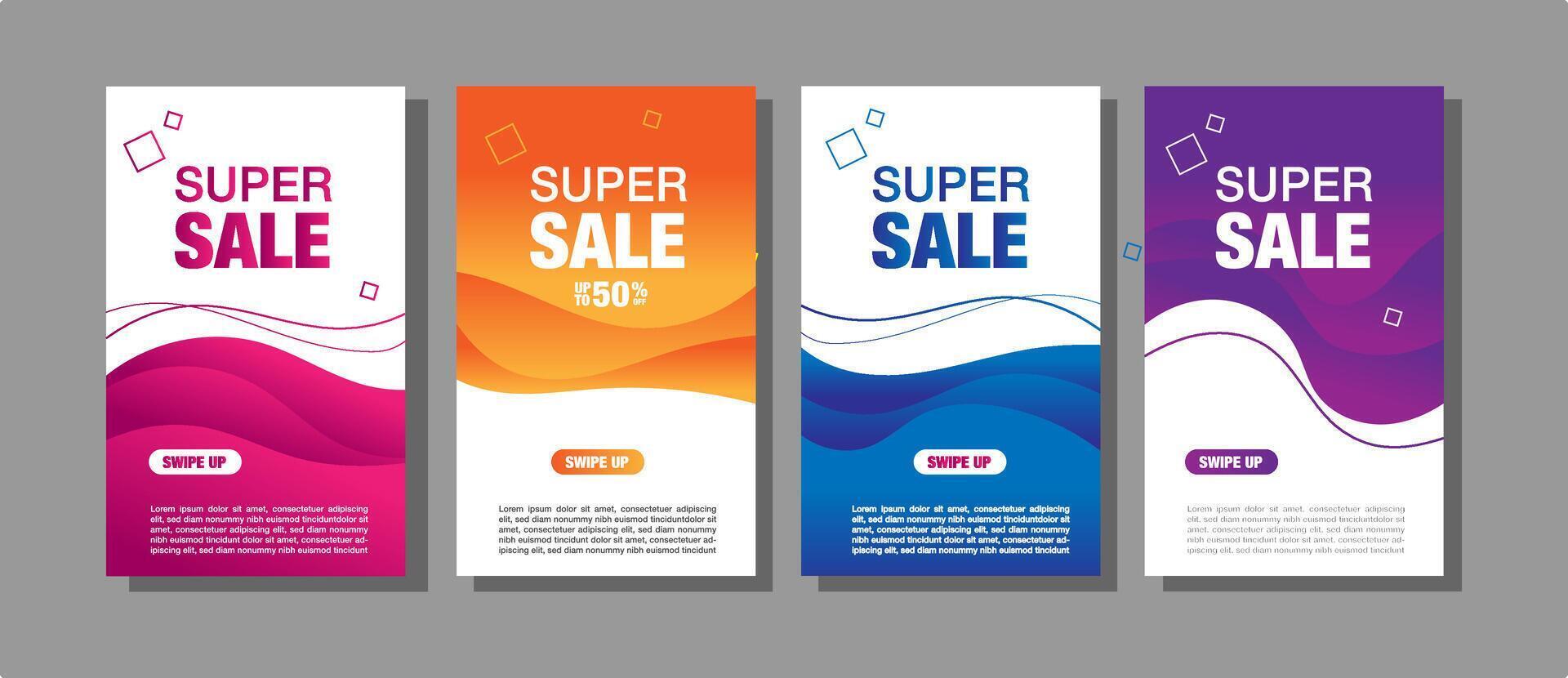Modern fluid dynamic big sale banners design vector