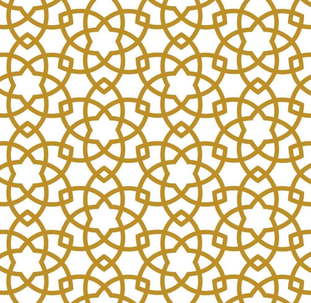 Seamless gold geometric line pattern in arabian style background vector
