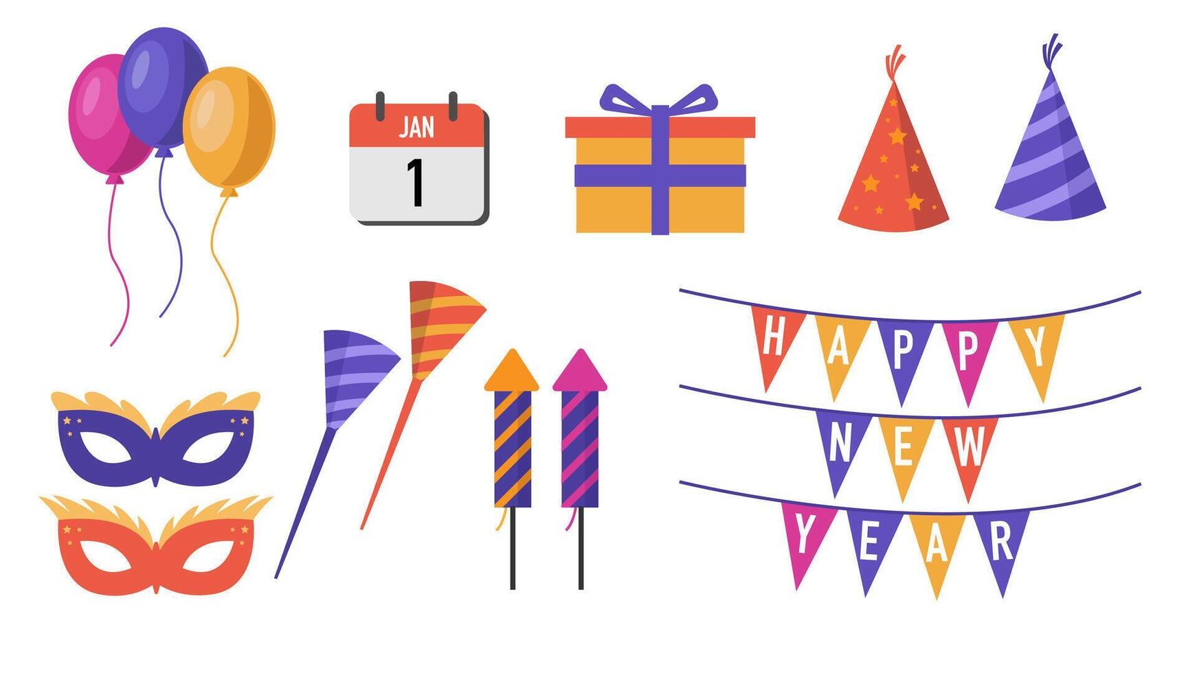 Set of happy new years eve party element collection vector