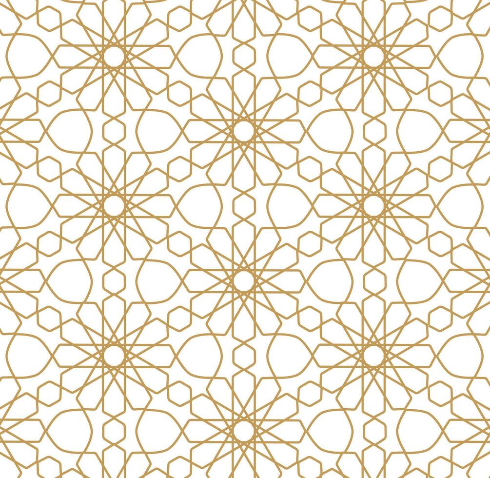 Seamless gold line pattern in arabian style background vector