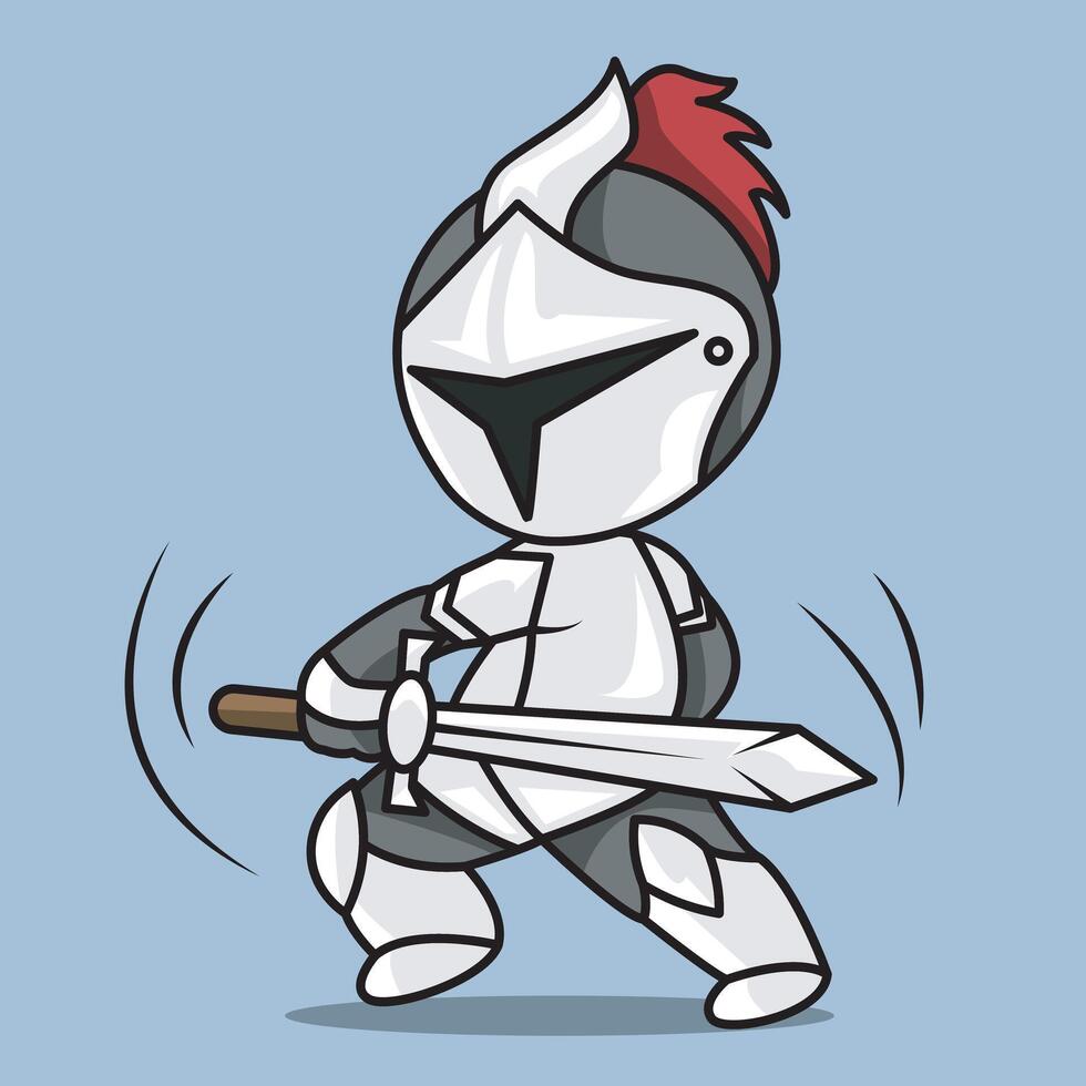 cute knight wearing armor holding a sword. symbol of resistance and determination. vector