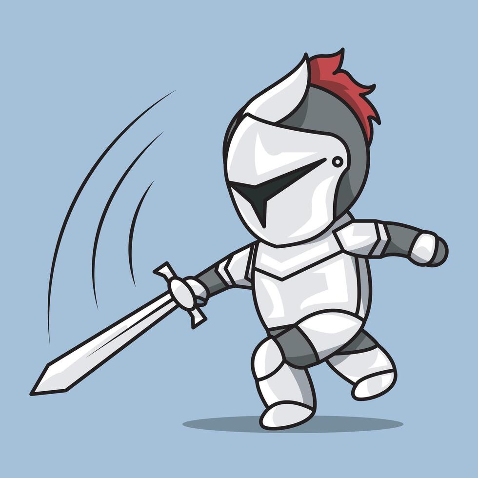 cute knight wearing armor, holding a sword. symbol of resistance, courage and determination. vector