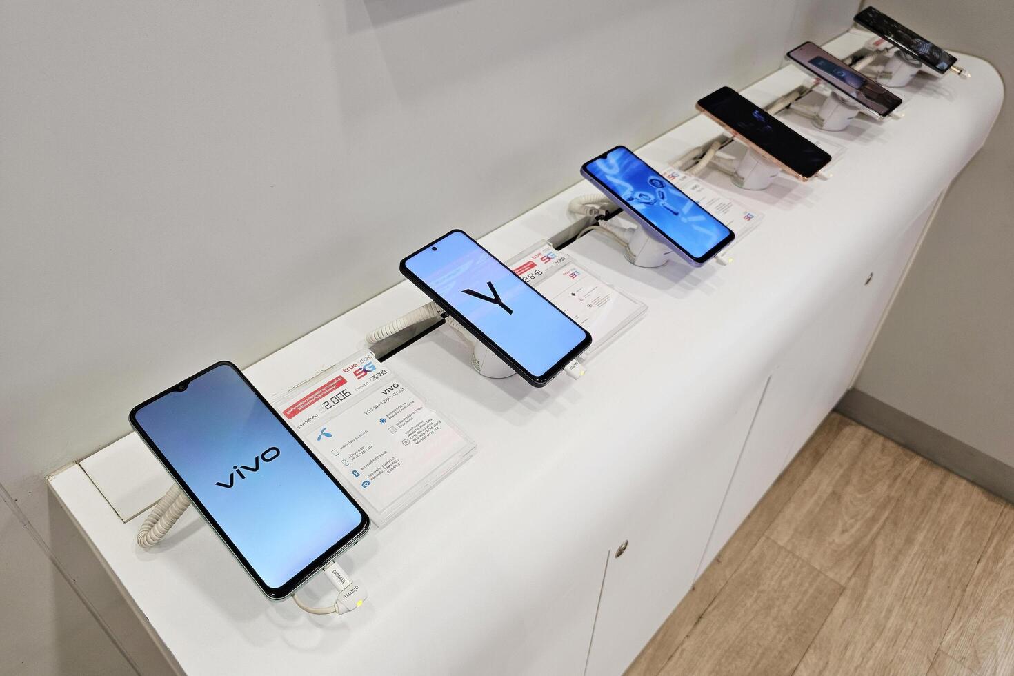 Bangkok, Thailand January 14, 2025 VIVO phones on display. Vivo Mobile Communication Co., Ltd. is a famous Chinese multinational technology company that was founded in May 22, 2009. photo