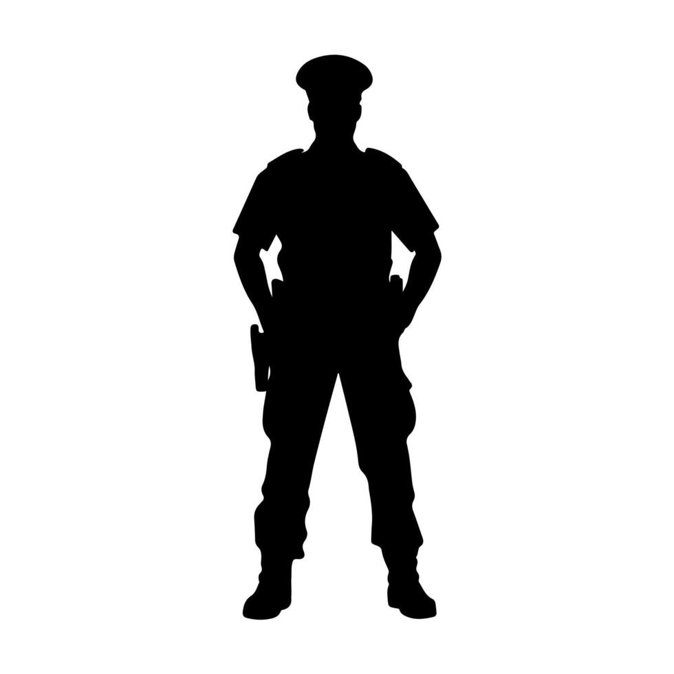 Officer Stand Silhouette, Guard Post vector