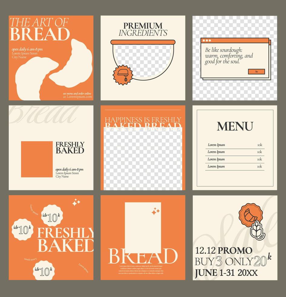 Sets of pastry business square banner template vector