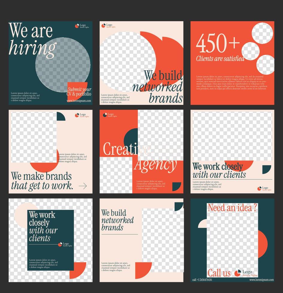 Sets of creative agency square banner template vector