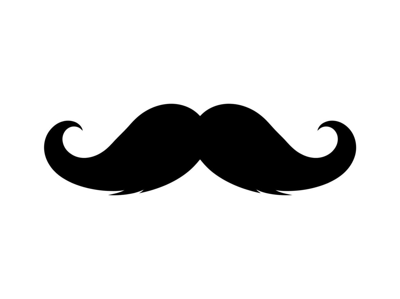 High-quality stylized mustache illustration with smooth curves. Black against a clean white backdrop, perfect for branding, fashion themes, personal style projects, or social media graphics. vector