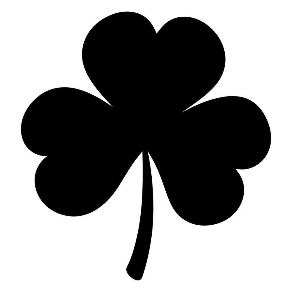 Three-leaf clover silhouette on white background. Versatile illustration for luck-themed designs, branding, or symbolic art. Clean lines and simple style adapt to logos or posters. vector