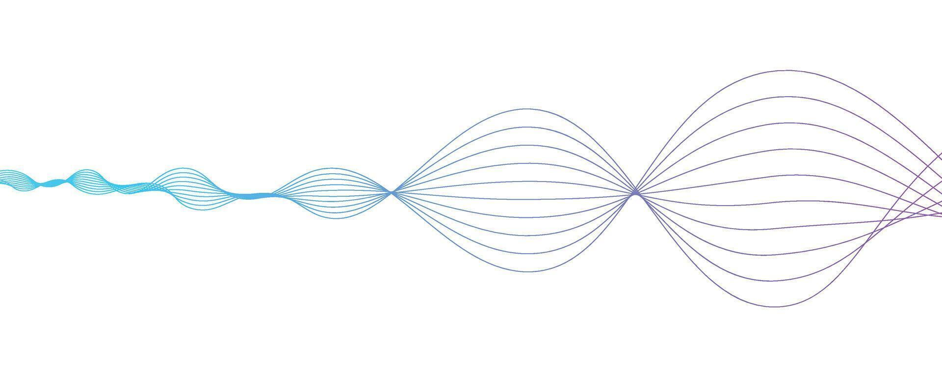 Abstract blue line wave background. Abstract wavy light lines neural network purple blue and green isolated on white background in concept of technology, machine learning, A.I., 5G vector