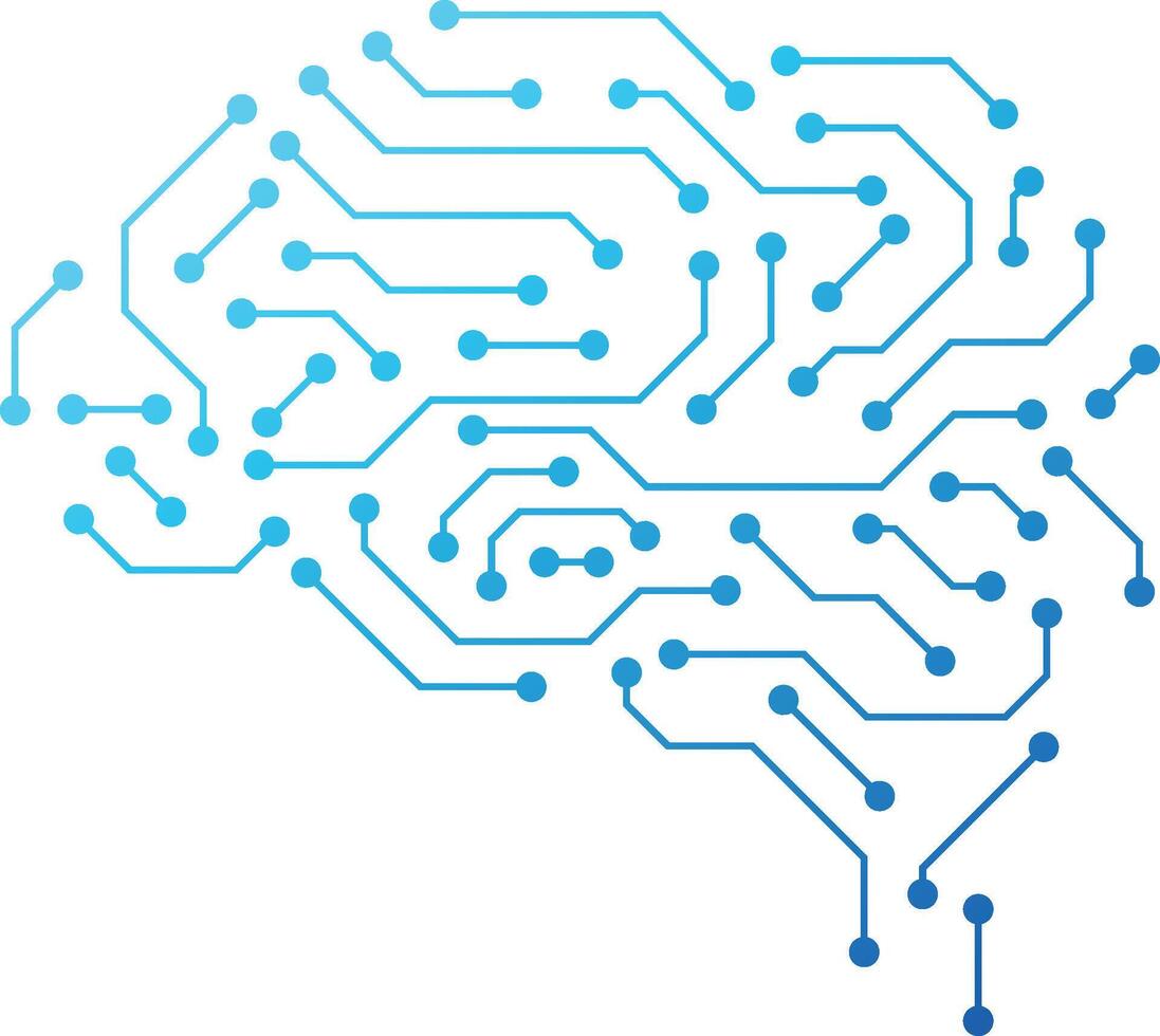 Electronic Brain Circuit Ai Technology Concept. Digital AI Brain. AI Technology Artificial General Intelligence Icon vector