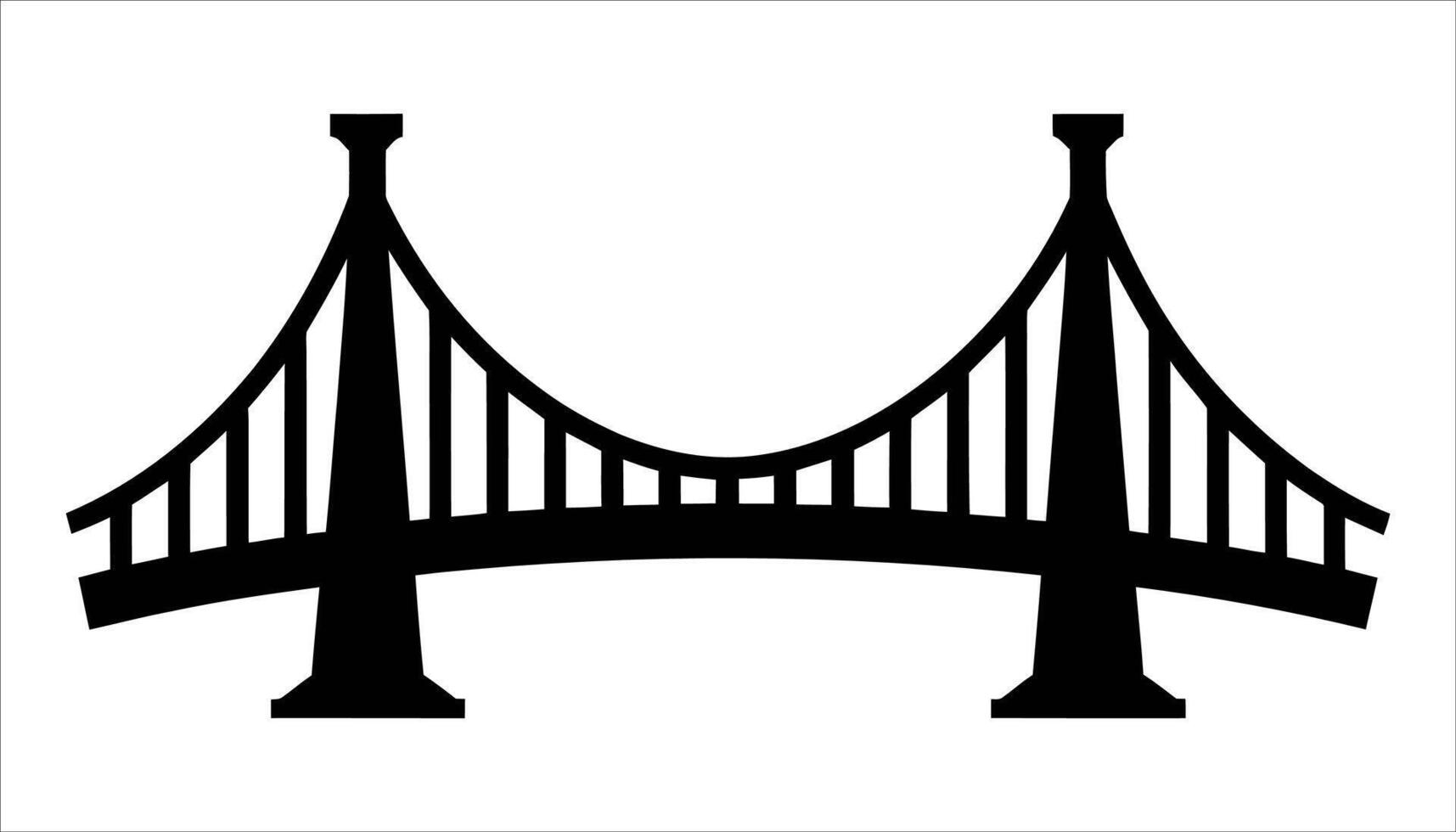 Suspension Bridge Icon. Infrastructure and Architecture Silhouette. vector