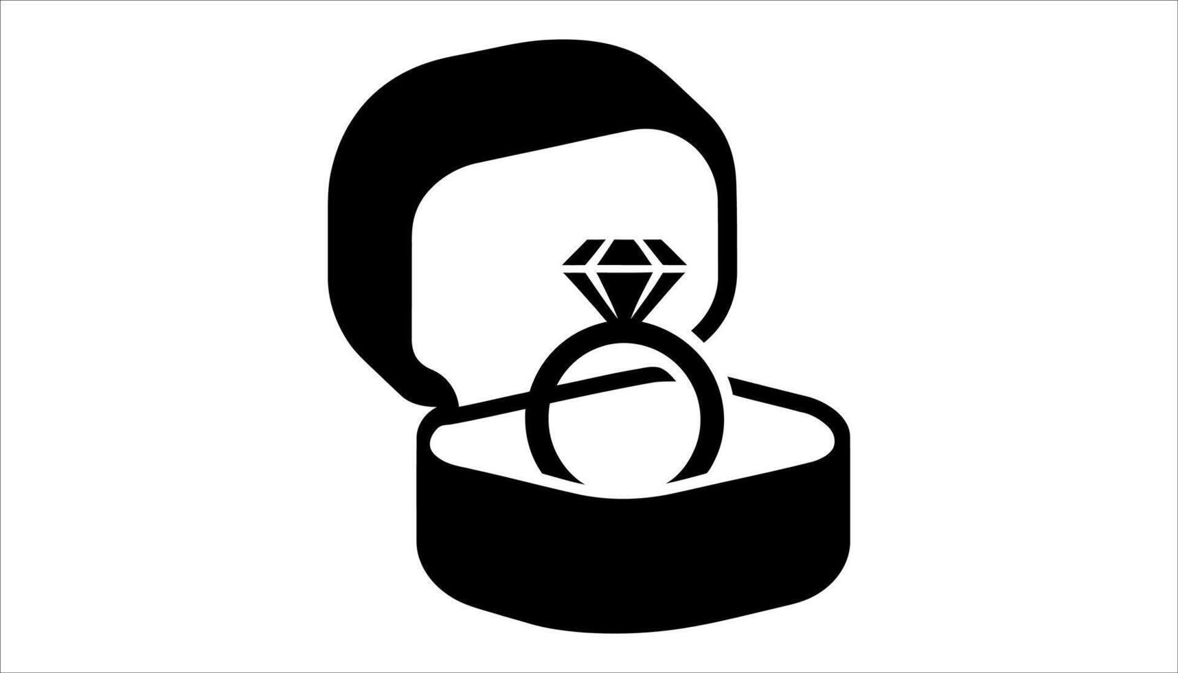 Engagement Ring Box Icon. Diamond Proposal Illustration. vector