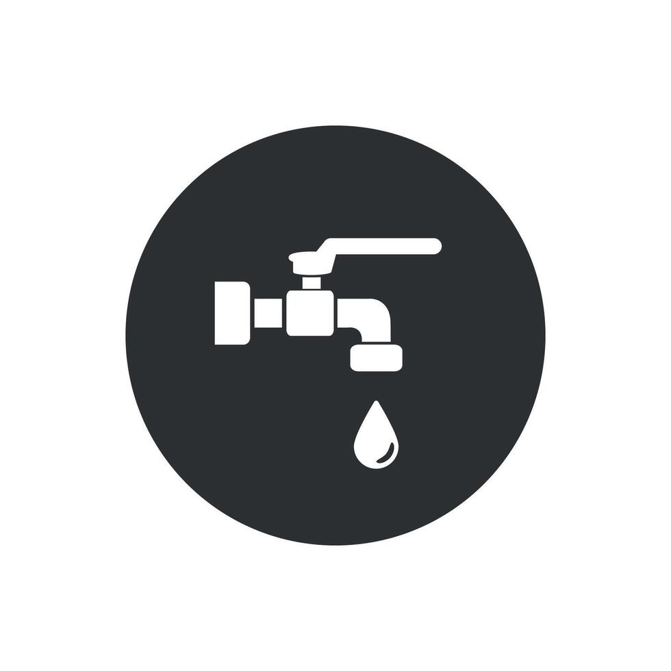 illustration of a water tap design symbolising a water source inside a circle. vector