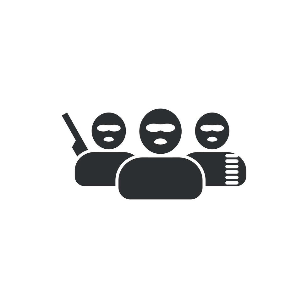 illustration of a flat design icon of a group of terrorists. vector