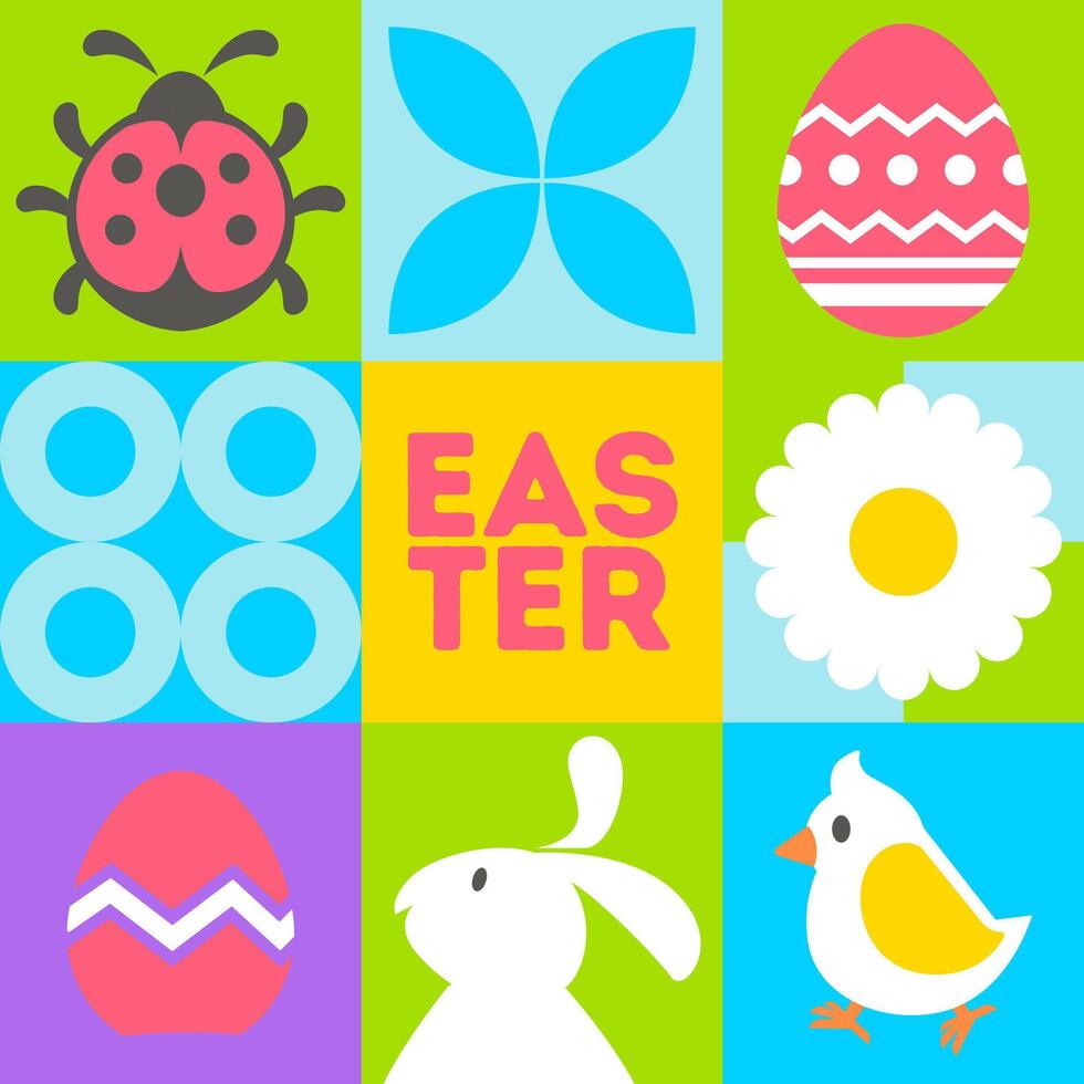 Easter Typography And Icons Patchwork vector