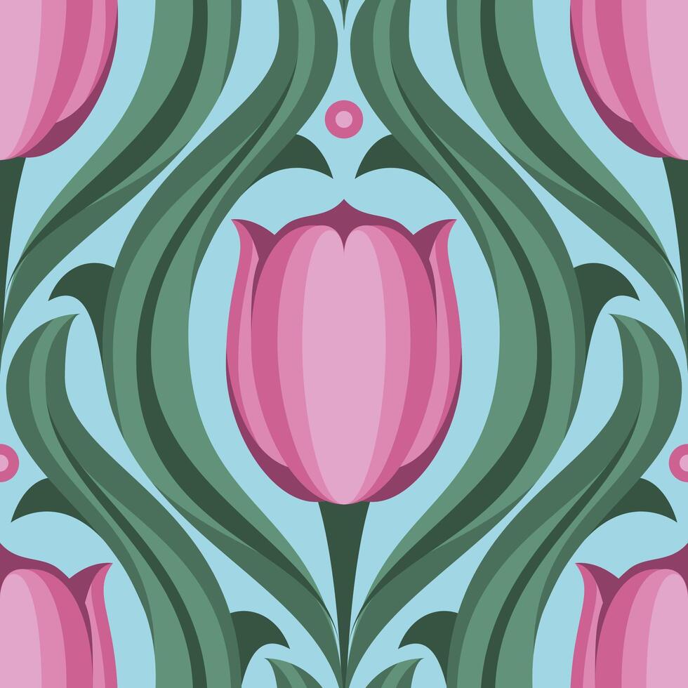 Seamless Tulip Floral Pattern vector