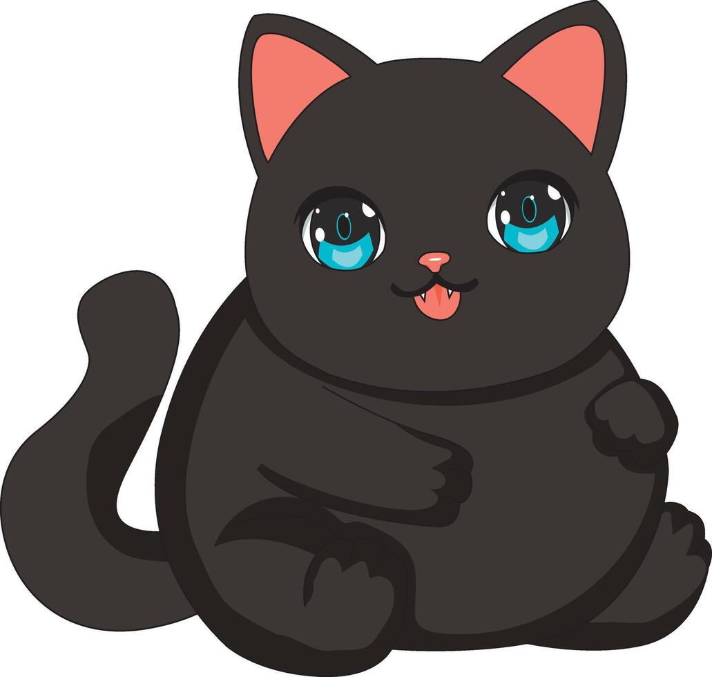 Black Cat With Big Tummy Kitten Mascot vector