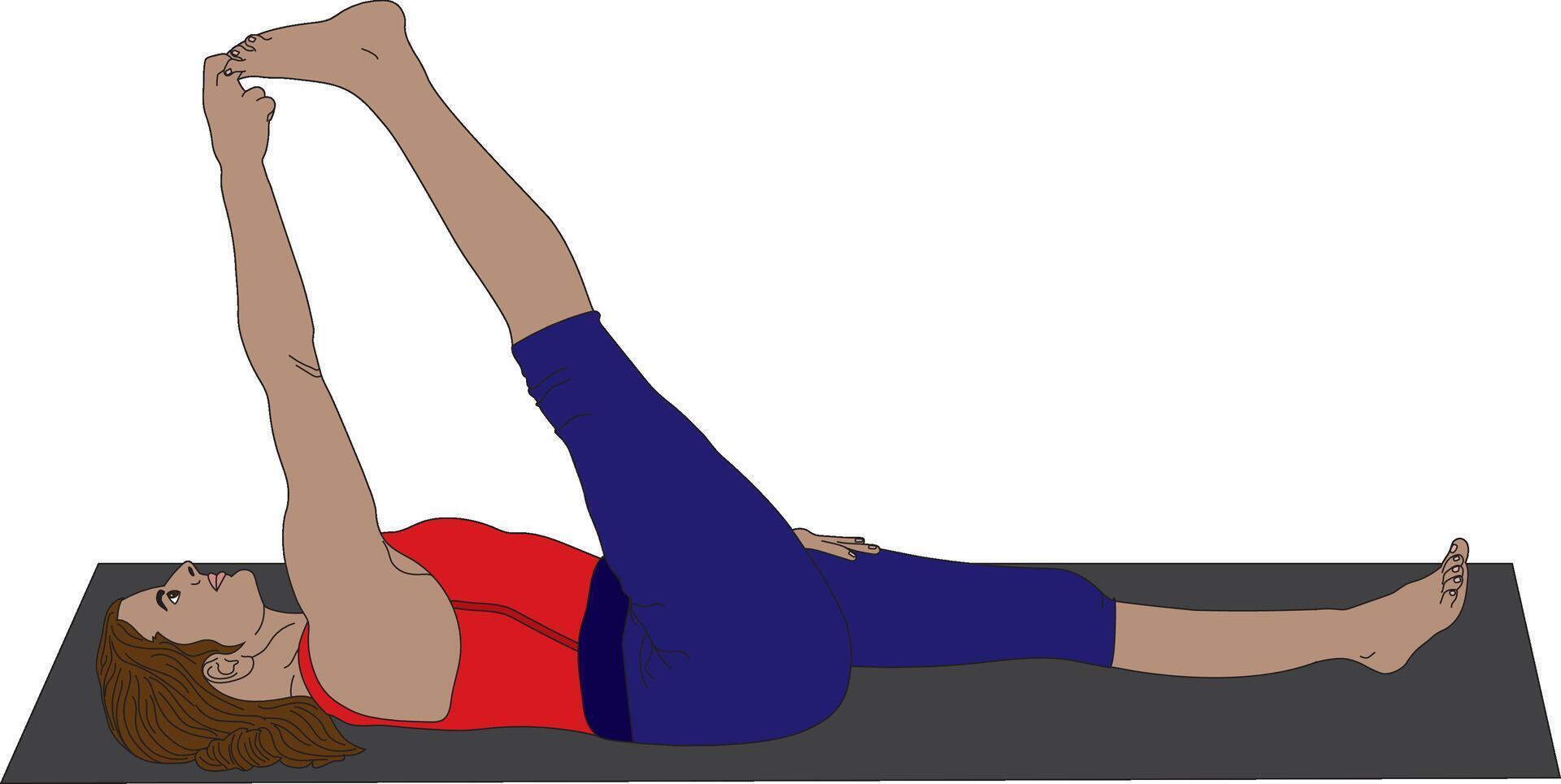 Supta Padangusthasana Yoga Reclined Big Toe Pose vector