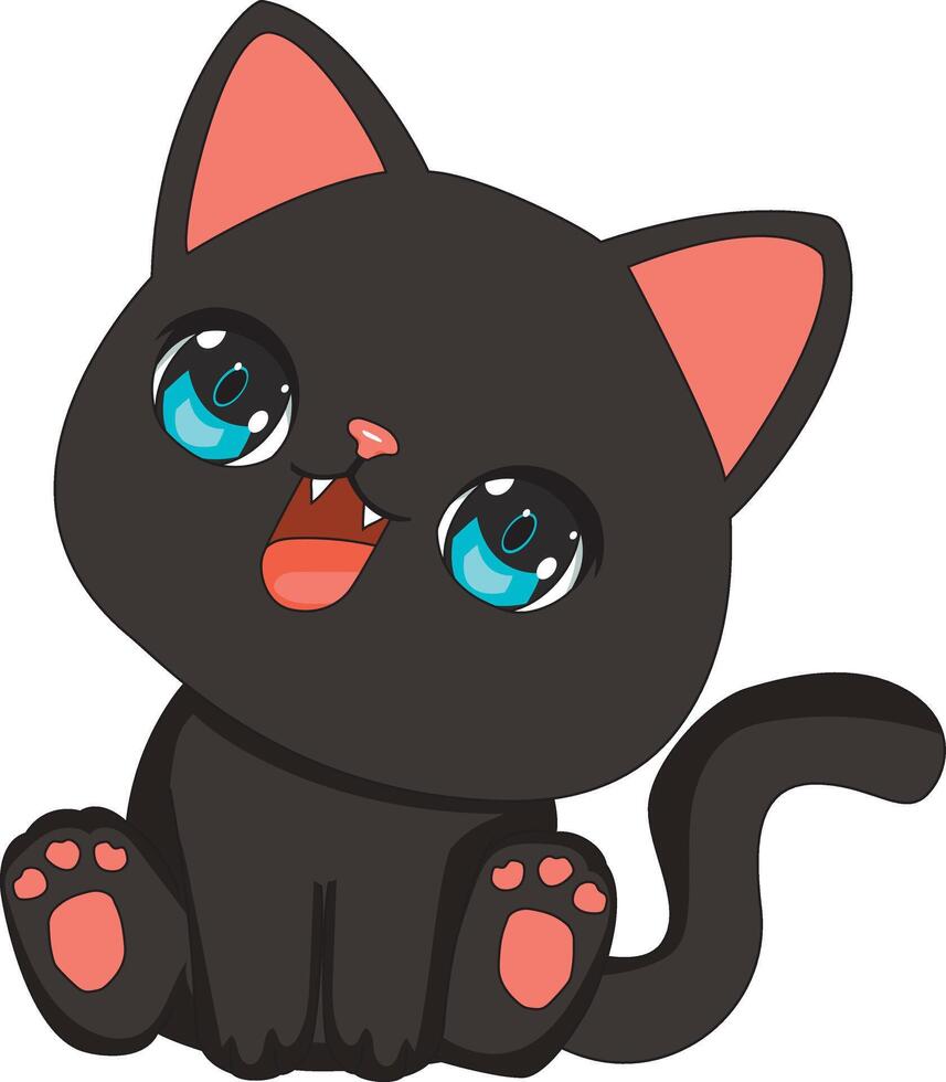 Cute Black Cat With Blue Eyes vector