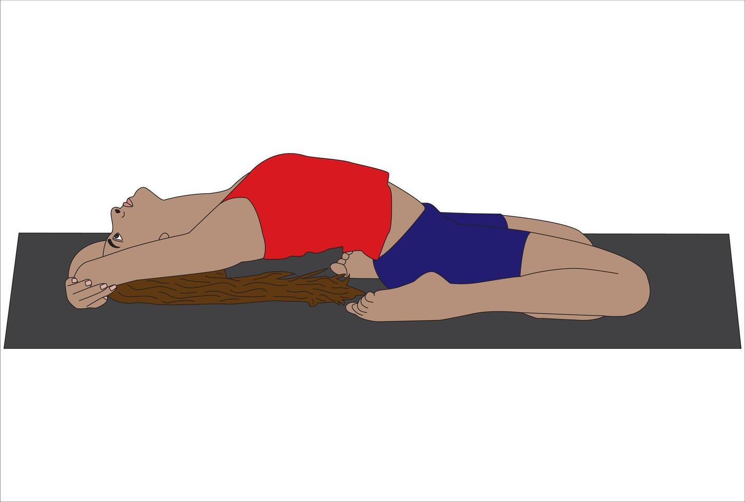 Reclined Fixed-Firm Pose Reclining Hero Yoga Asana vector