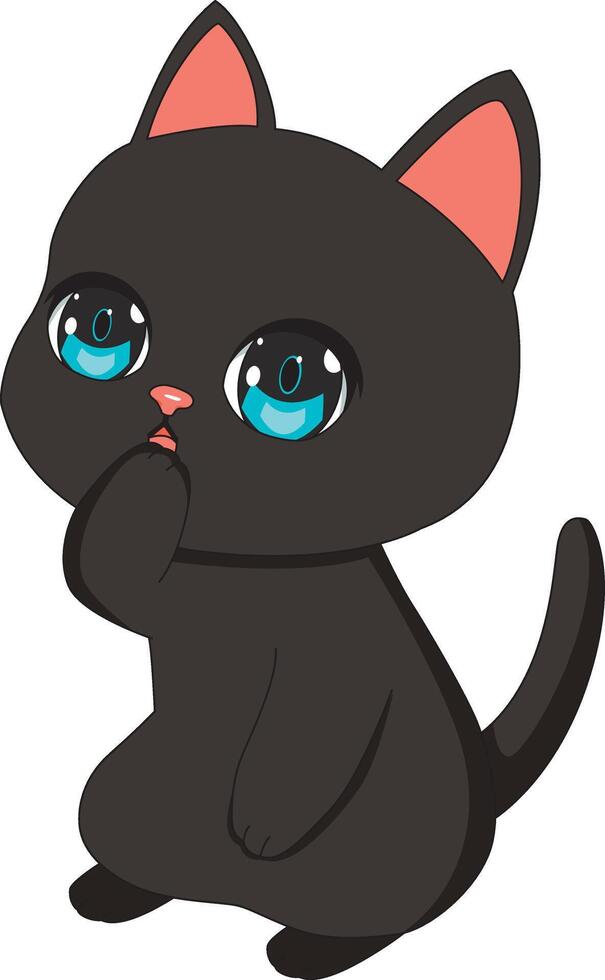 Black Cat Surprised Look Kitten Character Mascot vector