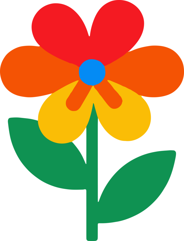 A colorful flower with a green stem png