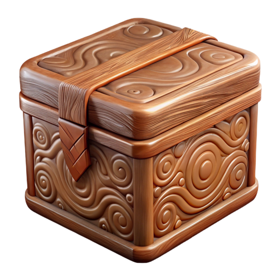 impressive vintage Carved Wooden Box with Lid Transparent Background exclusive png